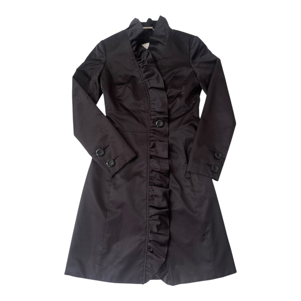 White House Black Market Black Trench Coat Size 00 - Picture 5 of 16
